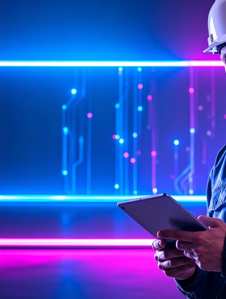 Flux IA énergie avec tablette